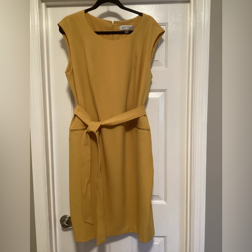 Kasper Mustard Yellow Stylish Dress, 14W - Picture 5 of 7